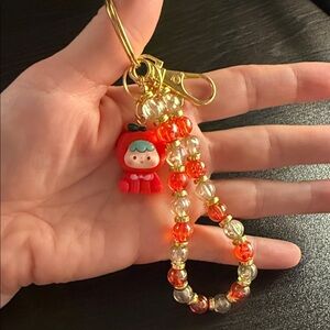 Handmade Cute Tomato Charm Beaded Keychain